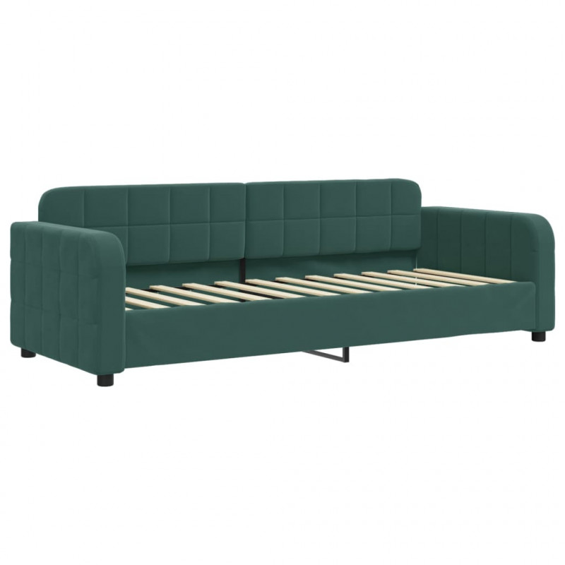 Sofa rozsuwana z szufladami, ciemnozielona, 80x200 cm, aksamit