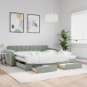 Sofa rozsuwana z szufladami, jasnoszara, 100x200 cm, aksamit
