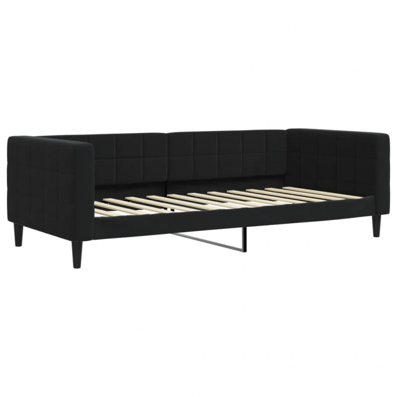 Sofa z materacem do spania, czarna, 90x200 cm, aksamit