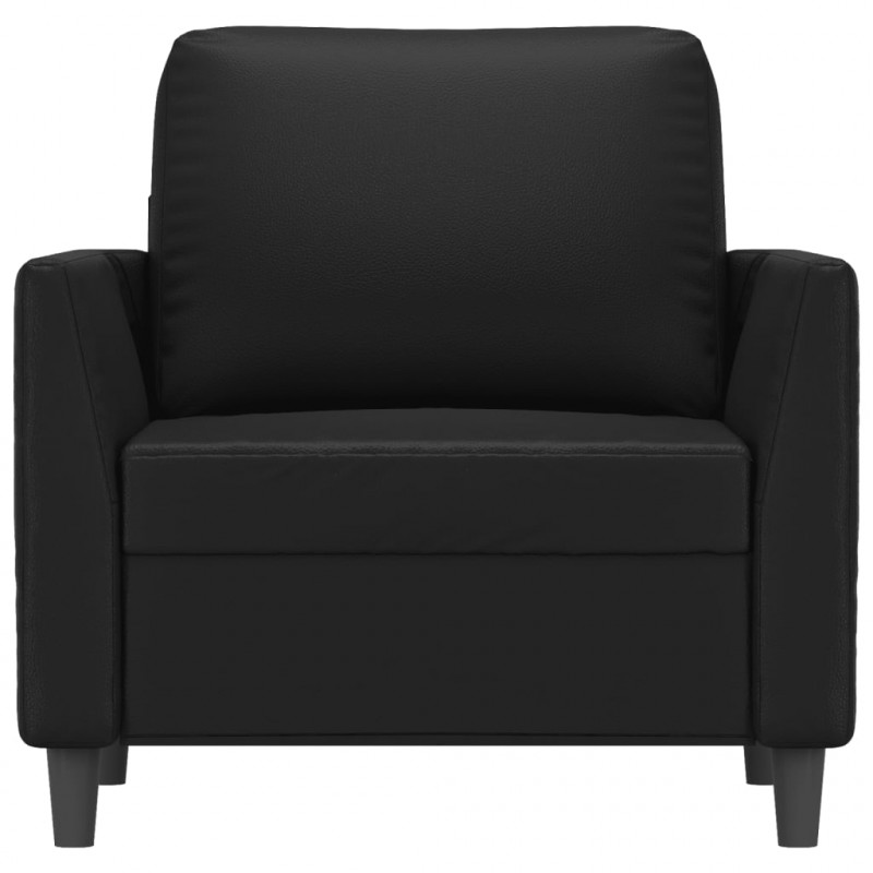 Fotel, czarny, 60 cm, obity sztuczną skórą