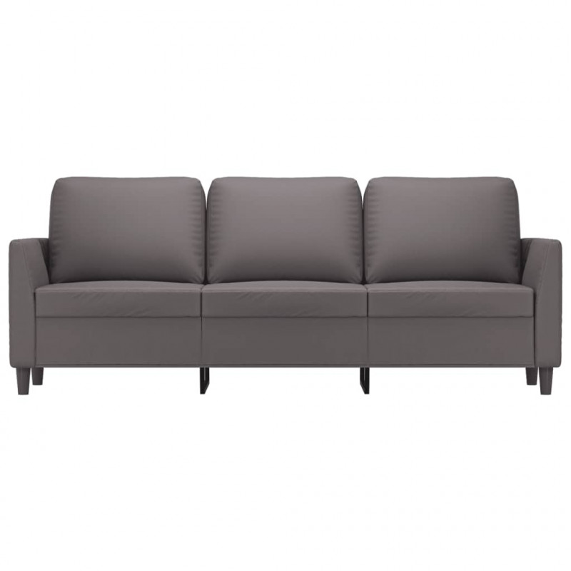 3-osobowa sofa, szara, 180 cm, sztuczna skóra
