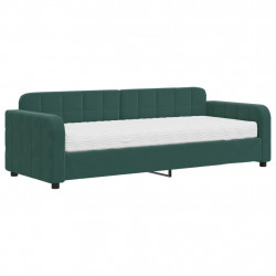 Sofa z materacem do spania, ciemnozielona, 80x200 cm, aksamit