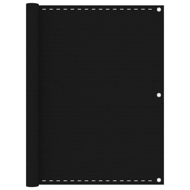 Parawan balkonowy, czarny, 120x300 cm, HDPE