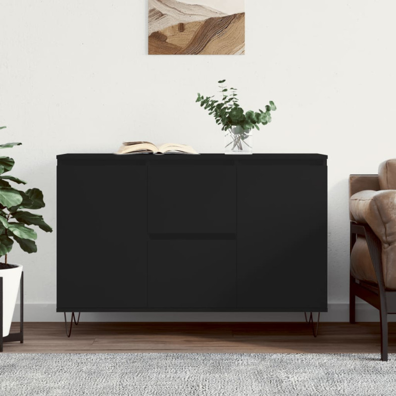 Szafka, czarna, 104x35x70 cm, materiał drewnopochodny
