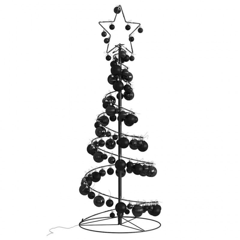 Stożkowa choinka z lampek z bombkami, 80 LED, 120 cm