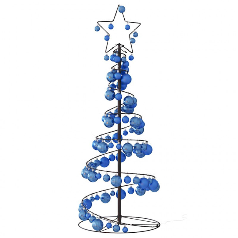 Stożkowa choinka z lampek z bombkami, 80 LED, 120 cm