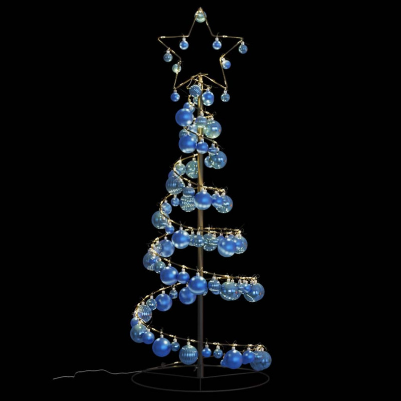 Stożkowa choinka z lampek z bombkami, 80 LED, 120 cm