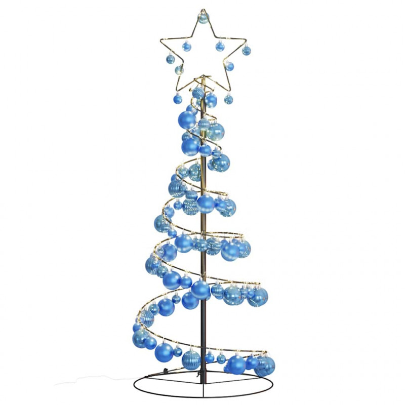 Stożkowa choinka z lampek z bombkami, 80 LED, 120 cm