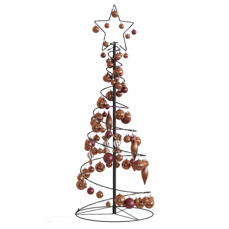 Stożkowa choinka z lampek z bombkami, 80 LED, 120 cm