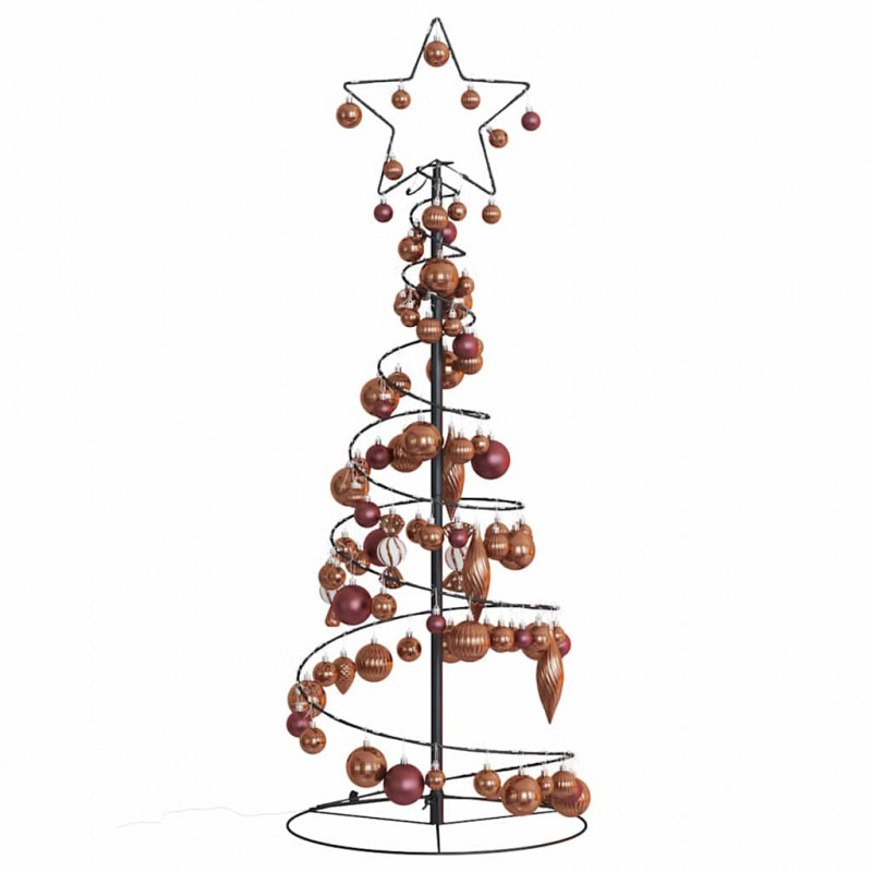 Stożkowa choinka z lampek z bombkami, 80 LED, 120 cm
