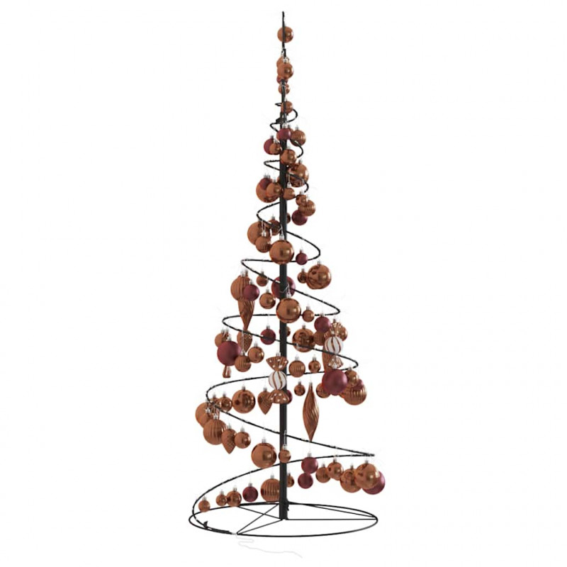 Stożkowa choinka z lampek z bombkami, 80 LED, 120 cm