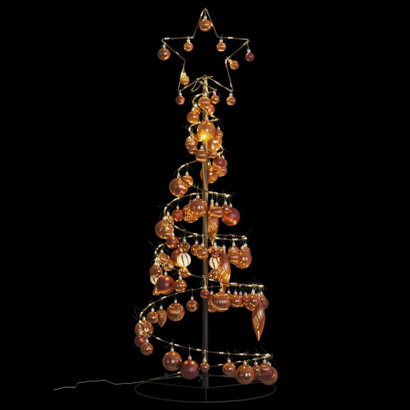 Stożkowa choinka z lampek z bombkami, 80 LED, 120 cm