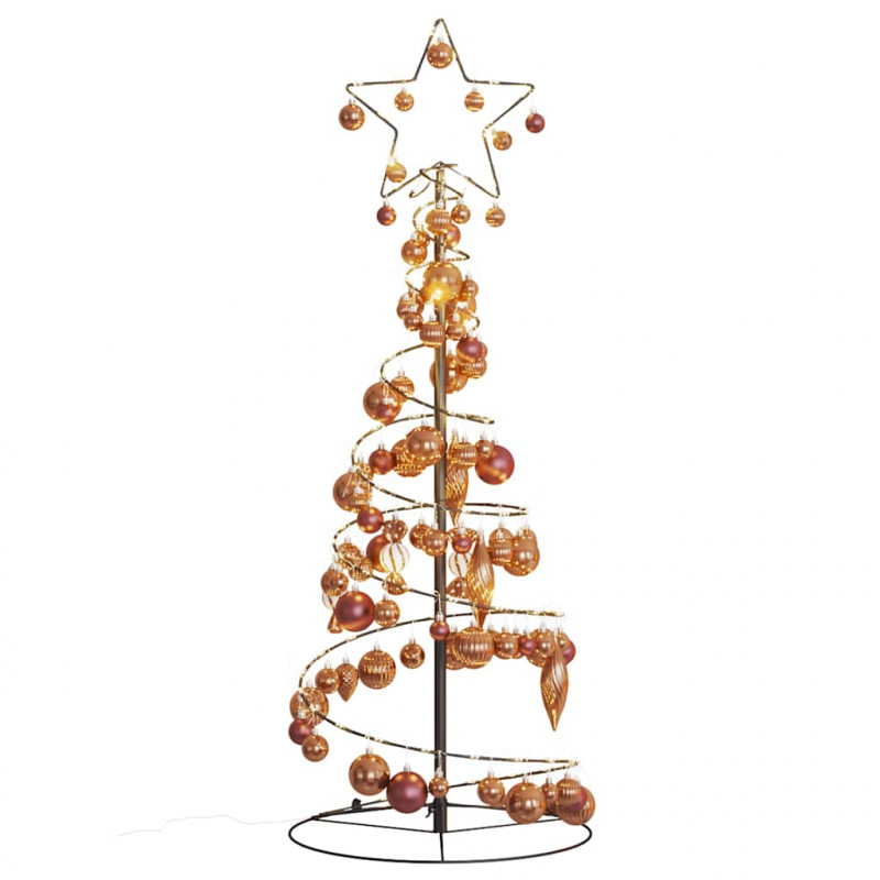 Stożkowa choinka z lampek z bombkami, 80 LED, 120 cm