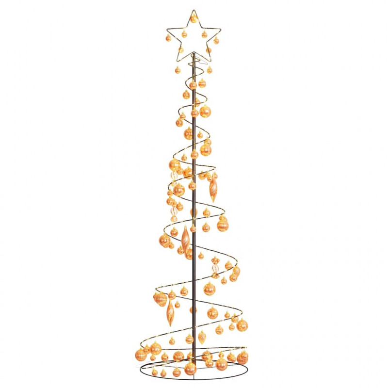 Stożkowa choinka z lampek z bombkami, 120 LED, 180 cm