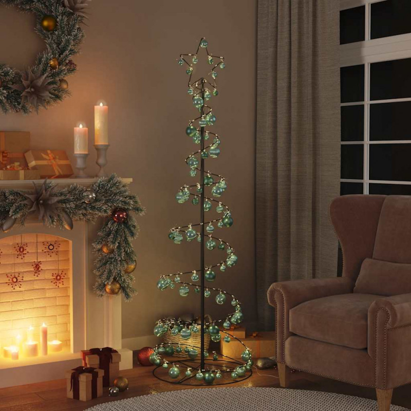 Stożkowa choinka z lampek z bombkami, 120 LED, 180 cm
