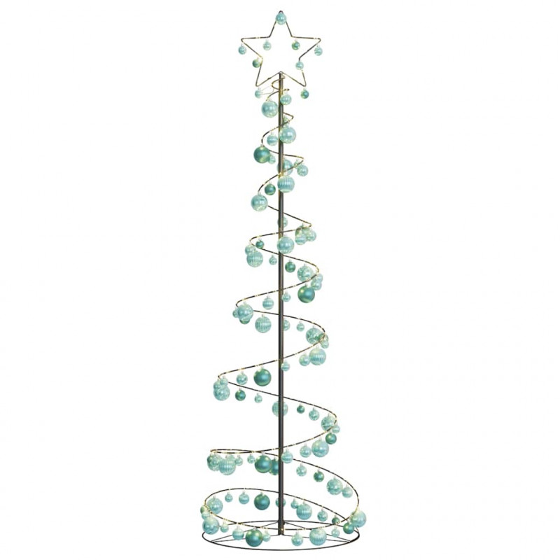 Stożkowa choinka z lampek z bombkami, 120 LED, 180 cm