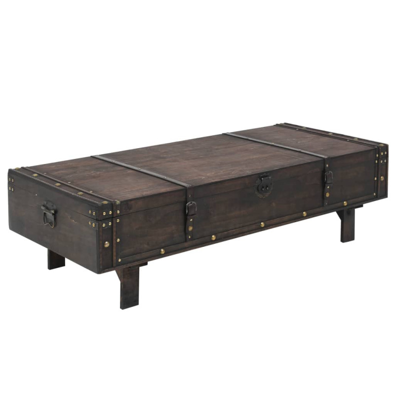 Stolik kawowy w stylu vintage z litego drewna, 120x55x35 cm