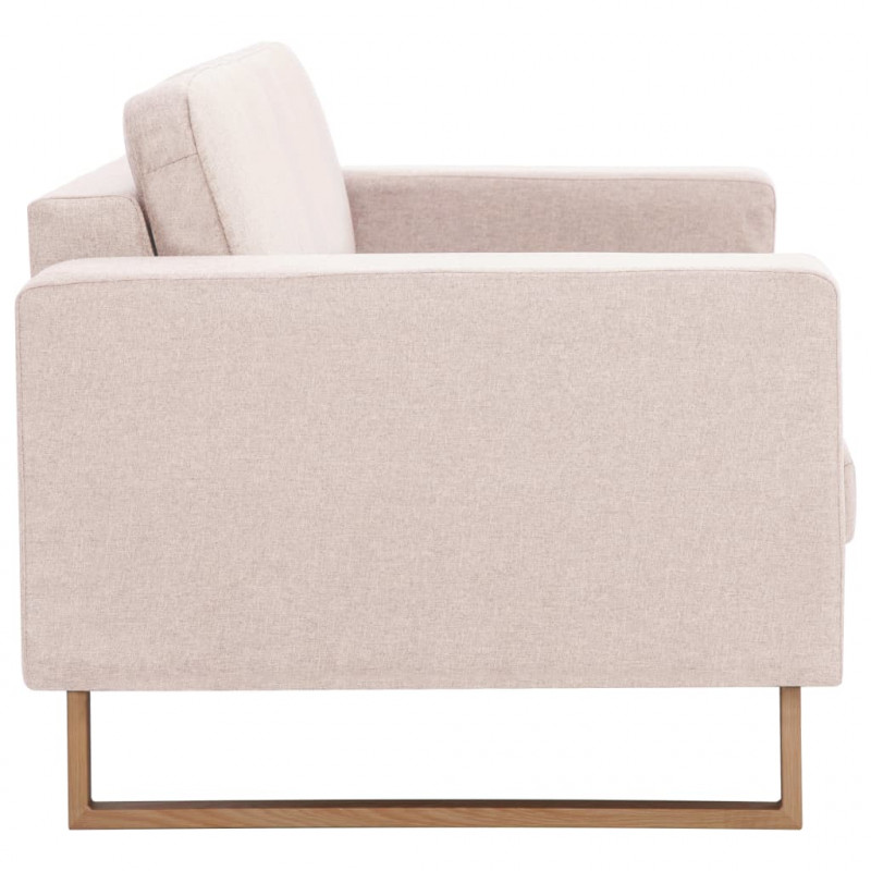 Sofa 2-osobowa tapicerowana tkaniną, kremowa