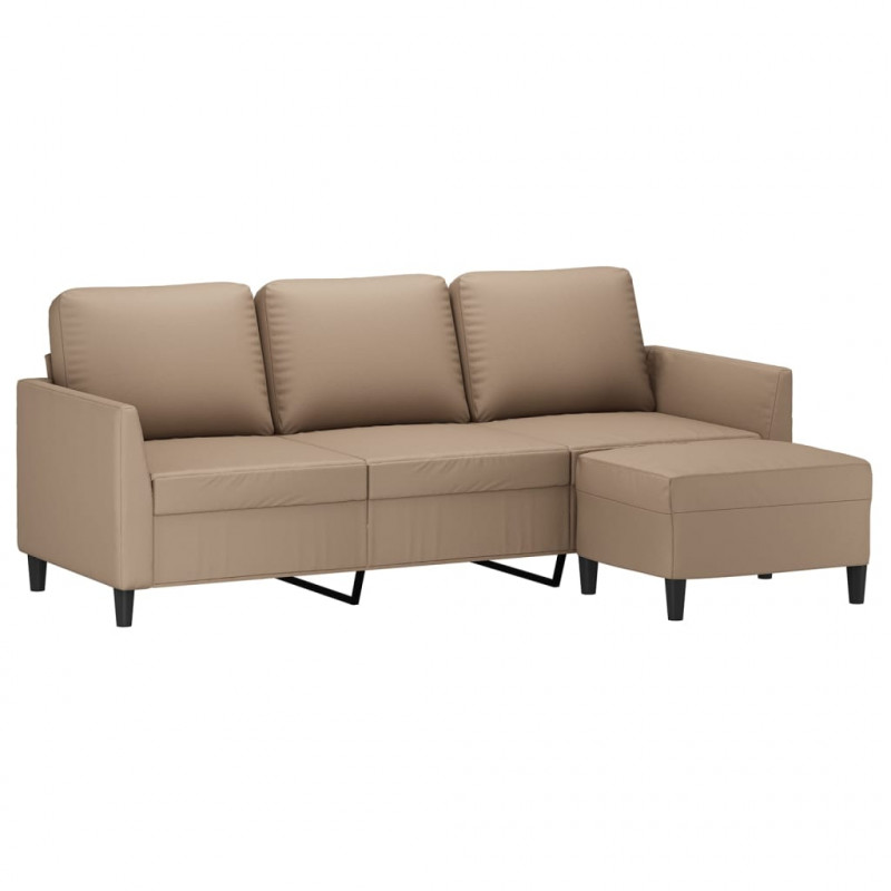 3-osobowa sofa z podnóżkiem, cappuccino, 180 cm, sztuczna skóra