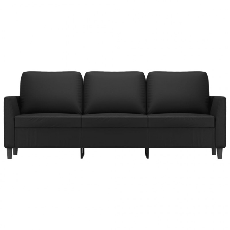 3-osobowa sofa, czarna, 180 cm, obita sztuczną skórą