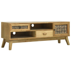 Szafka pod TV, rzeźbiona, brązowa, 120 x 30 x 42 cm, drewno