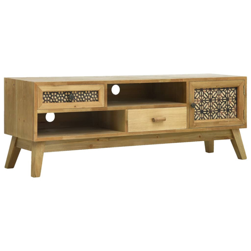 Szafka pod TV, rzeźbiona, brązowa, 120 x 30 x 42 cm, drewno