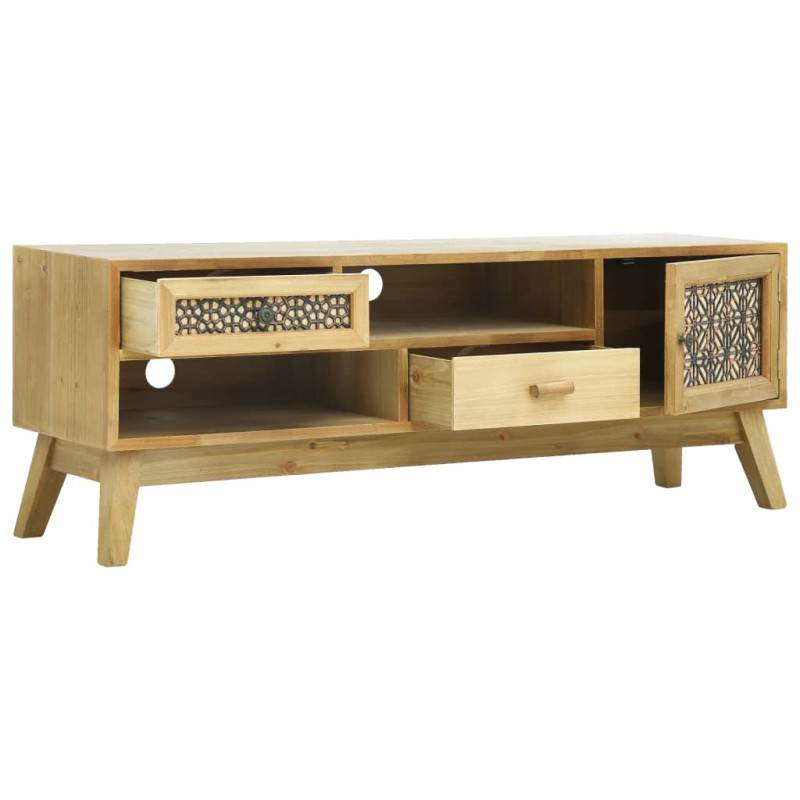 Szafka pod TV, rzeźbiona, brązowa, 120 x 30 x 42 cm, drewno