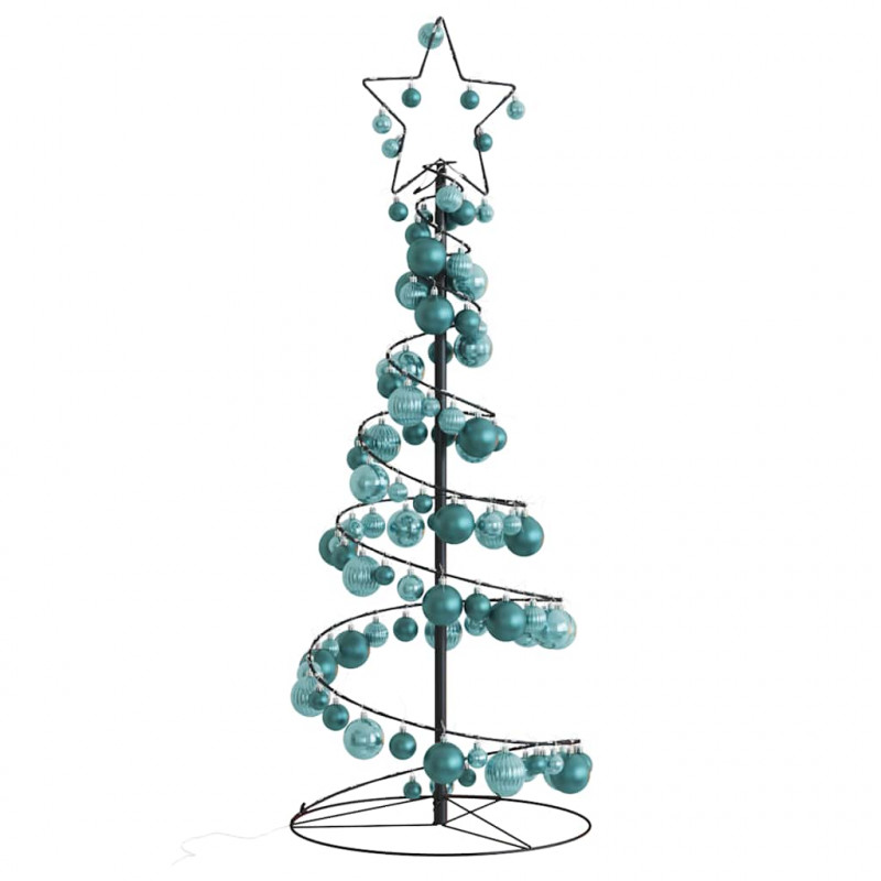 Stożkowa choinka z lampek z bombkami, 80 LED, 120 cm