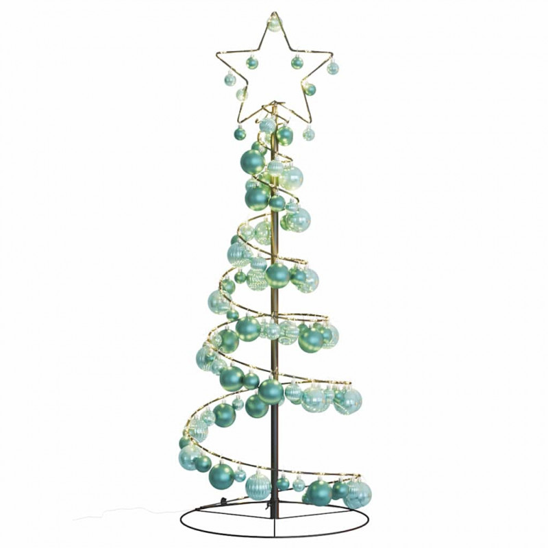 Stożkowa choinka z lampek z bombkami, 80 LED, 120 cm