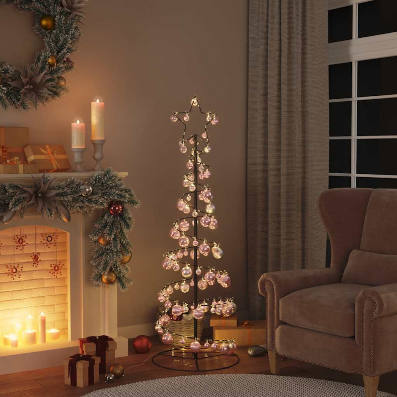 Stożkowa choinka z lampek z bombkami, 100 LED, 150 cm