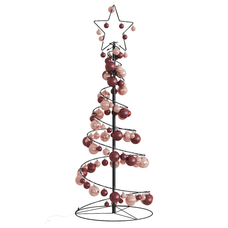 Stożkowa choinka z lampek z bombkami, 80 LED, 120 cm