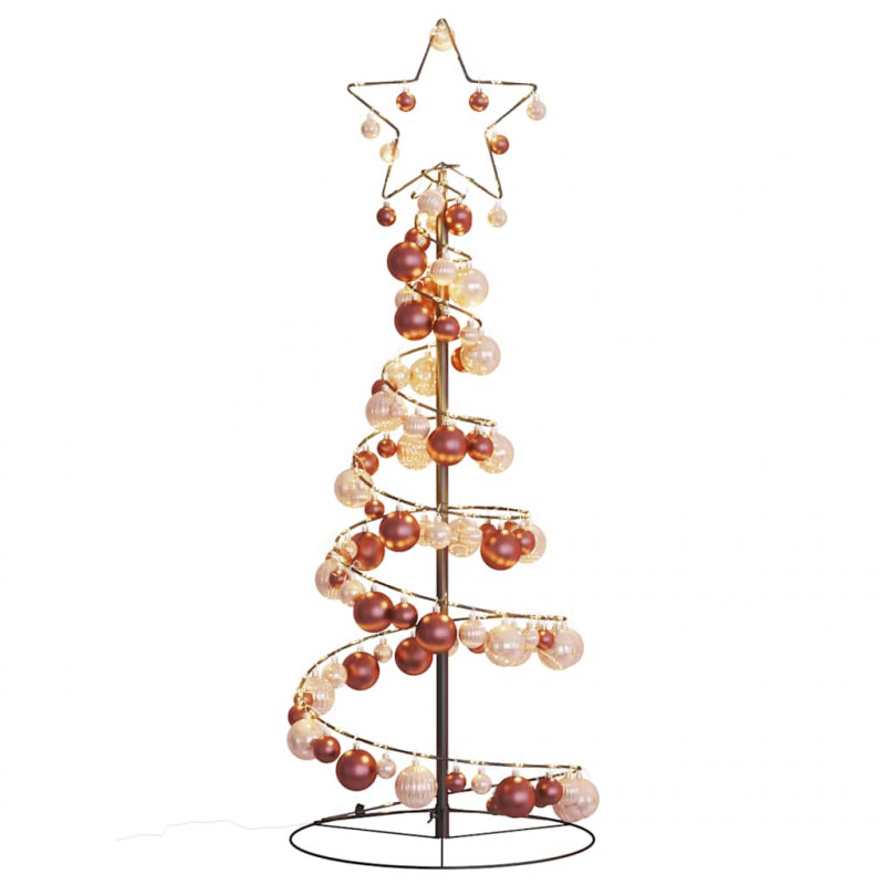 Stożkowa choinka z lampek z bombkami, 80 LED, 120 cm