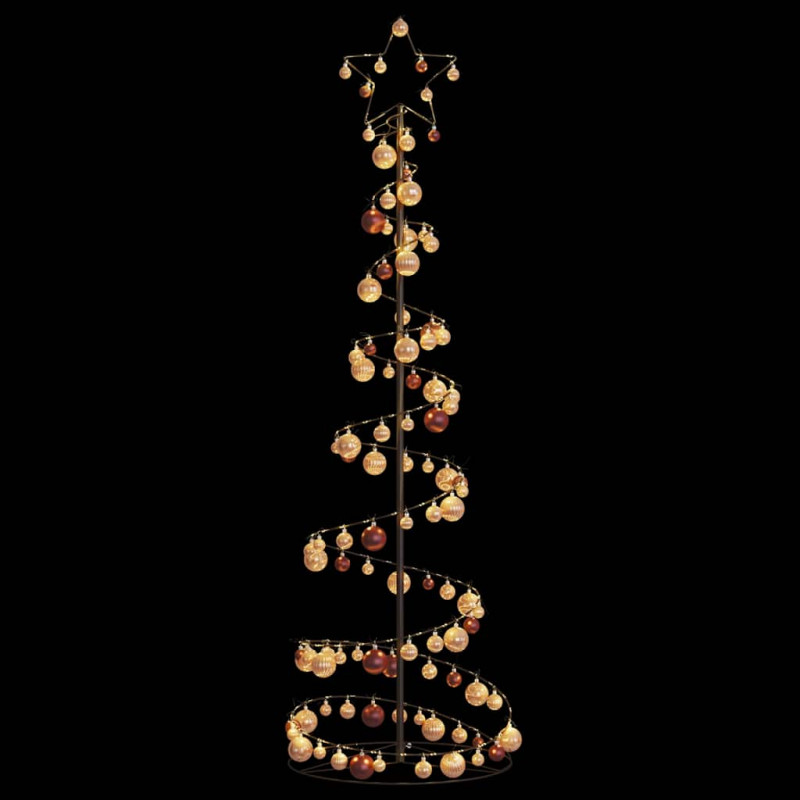 Stożkowa choinka z lampek z bombkami, 120 LED, 180 cm