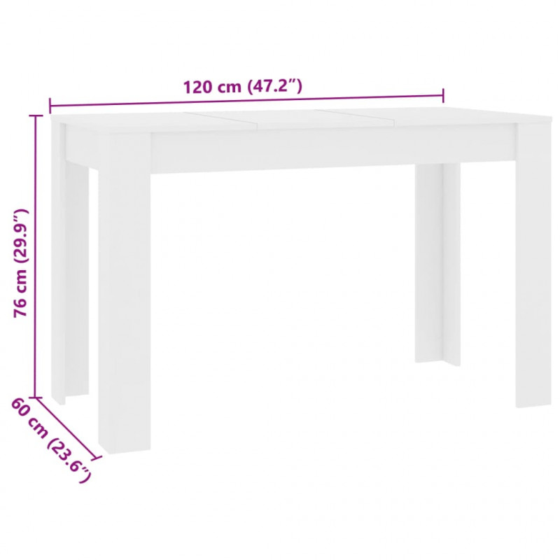 Stół jadalniany, biały, 120x60x76 cm, materiał drewnopochodny