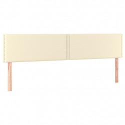 Zagłówek do łóżka z LED, kremowy, 160x5x78/88cm, sztuczna skóra