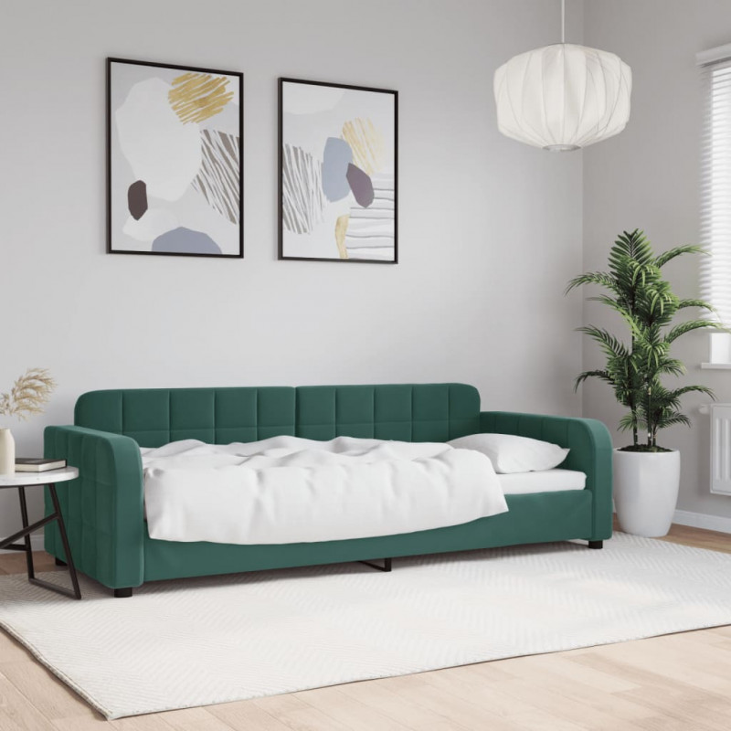 Sofa z funkcją spania, ciemnozielona, 80x200 cm, aksamitna
