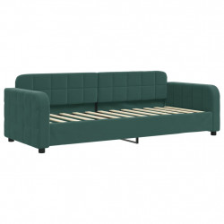 Sofa z funkcją spania, ciemnozielona, 80x200 cm, aksamitna