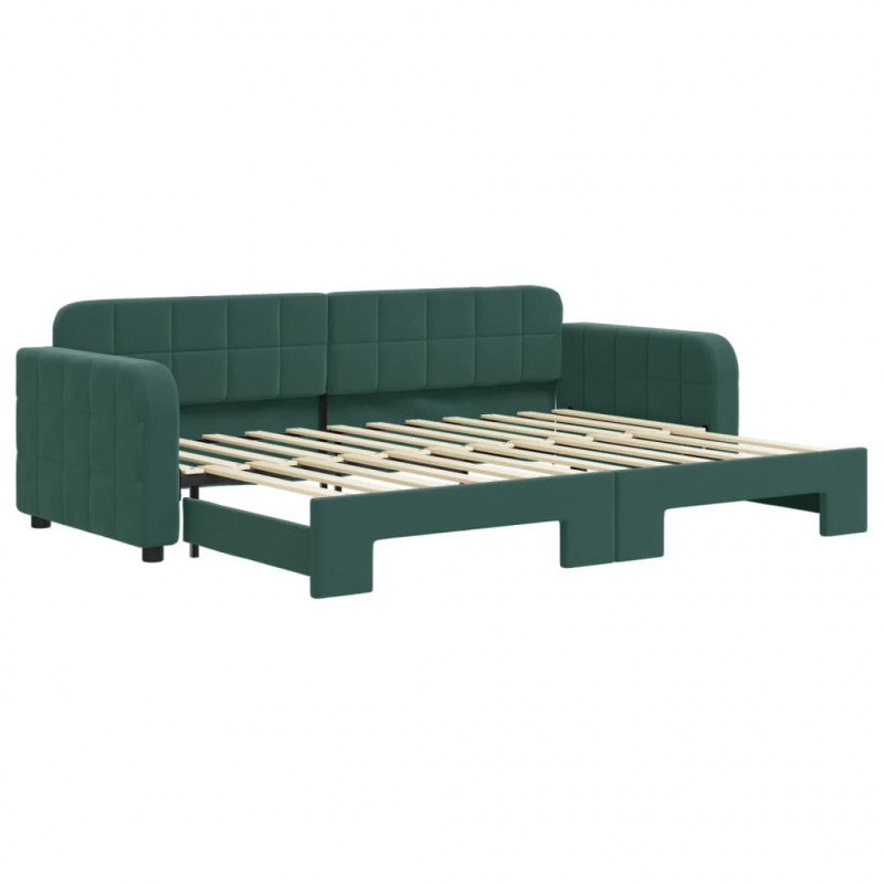 Sofa rozsuwana, ciemnozielona, 80x200 cm, aksamit