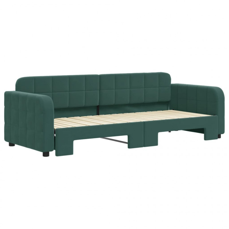 Sofa rozsuwana, ciemnozielona, 80x200 cm, aksamit