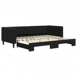 Sofa rozsuwana, czarna, 90x200 cm, aksamit