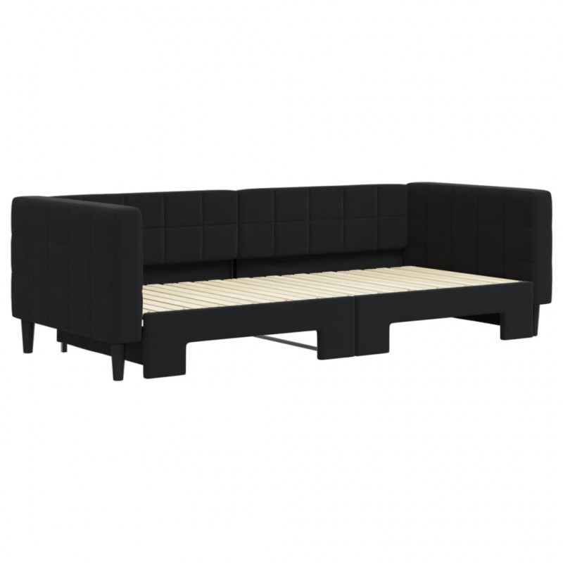 Sofa rozsuwana, czarna, 90x200 cm, aksamit