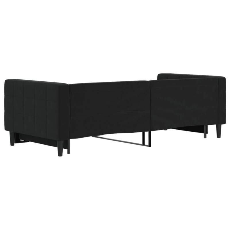 Sofa rozsuwana, czarna, 90x200 cm, aksamit