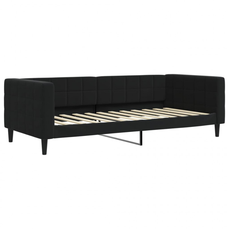 Sofa rozsuwana, czarna, 90x200 cm, aksamit