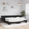 Sofa rozsuwana z materacami, czarna, 90x200 cm, aksamit