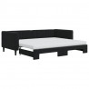 Sofa rozsuwana z materacami, czarna, 90x200 cm, aksamit