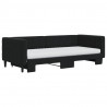 Sofa rozsuwana z materacami, czarna, 90x200 cm, aksamit