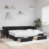 Sofa rozsuwana z szufladami, czarna, 90x200 cm, aksamit