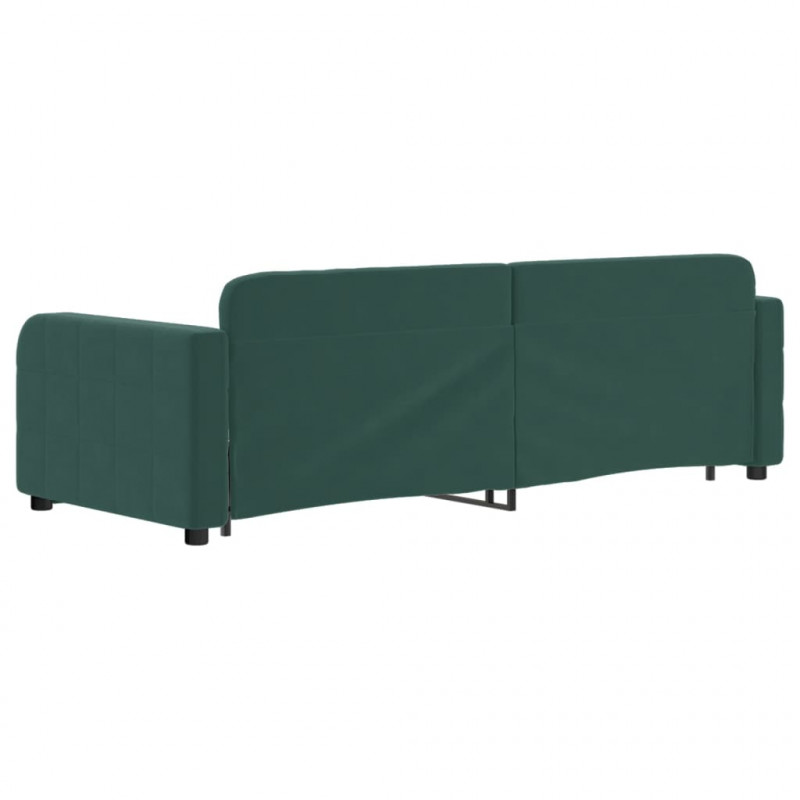 Sofa rozsuwana z szufladami, ciemnozielona, 80x200 cm, aksamit