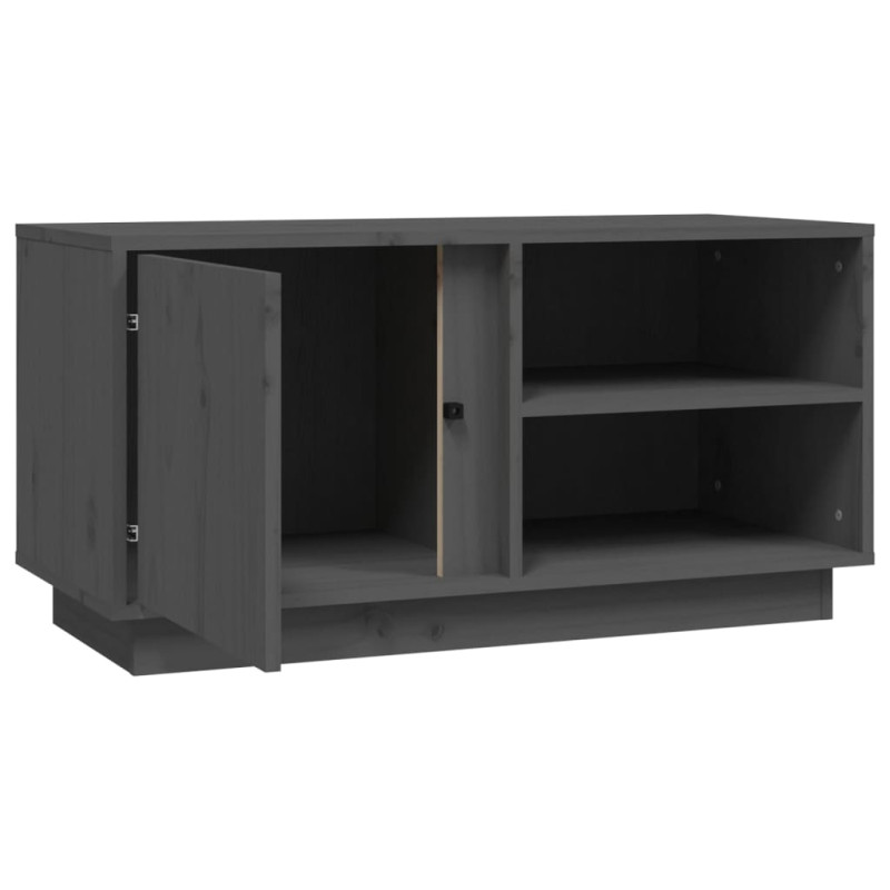 Szafka pod telewizor, szara, 80x35x40,5 cm, lite drewno sosnowe