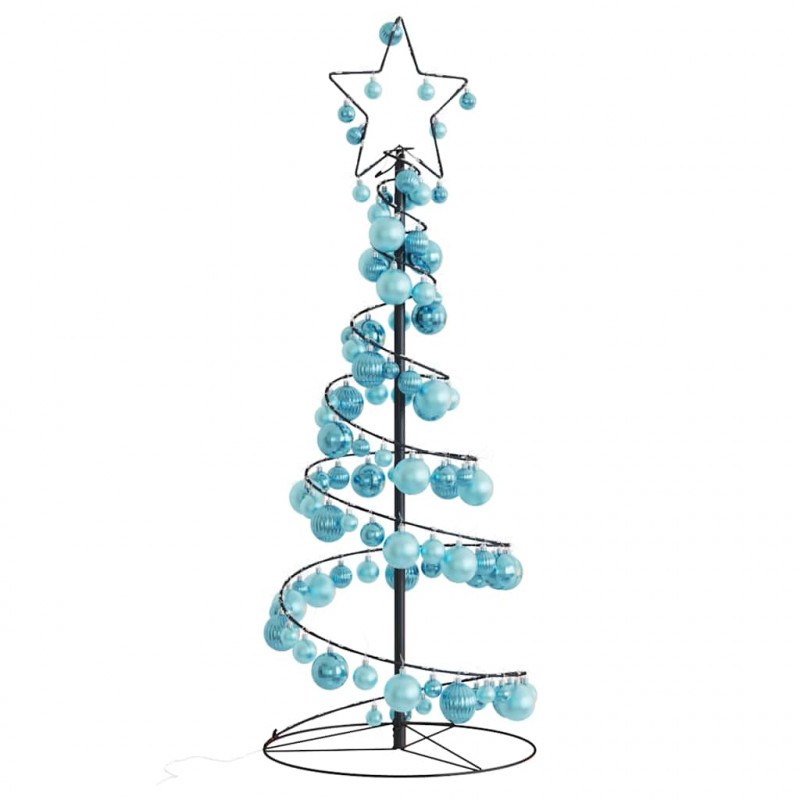 Stożkowa choinka z lampek z bombkami, 80 LED, 120 cm